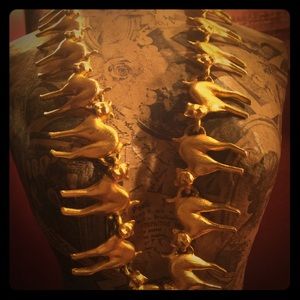 Vintage Golden Cat Statement Necklace